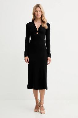 Šaty Twinset čierna farba, midi, áčkový strih, 252TP3140
