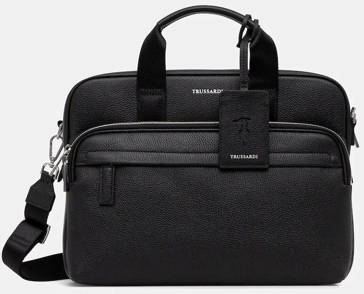 Kožená taška Trussardi čierna farba, Z587E005964N