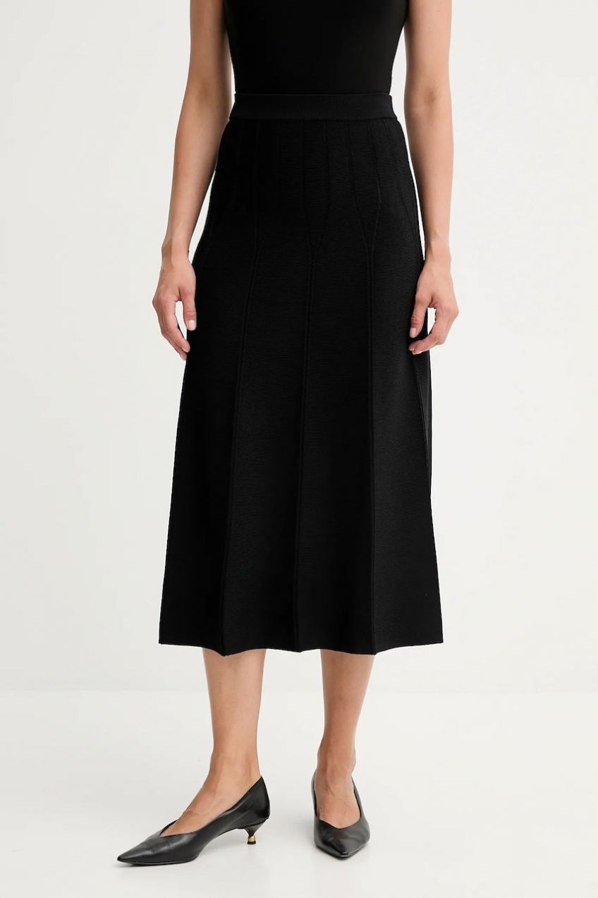 Sukňa Twinset čierna farba, midi, áčkový strih, 252TP3641