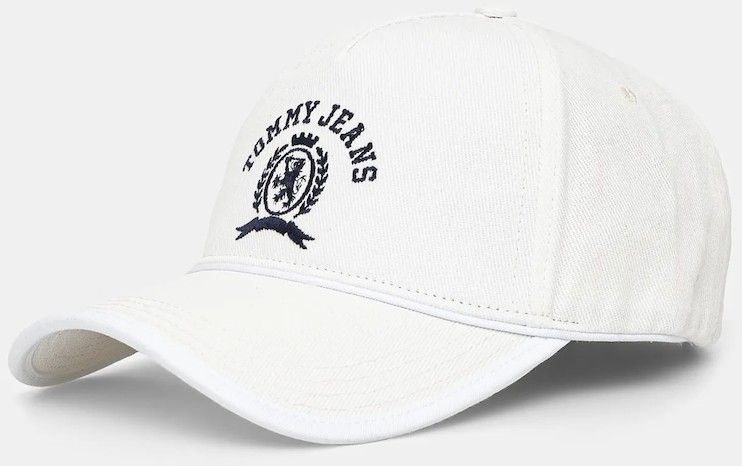 Bavlnená šiltovka Tommy Jeans biela farba, s nášivkou, AW0AW17315