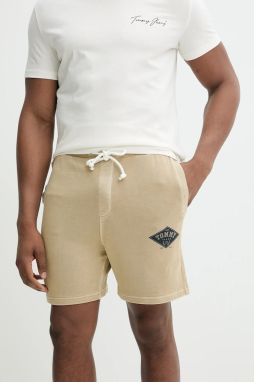 Bavlnené šortky Tommy Jeans pánske, béžová farba, DM0DM20936