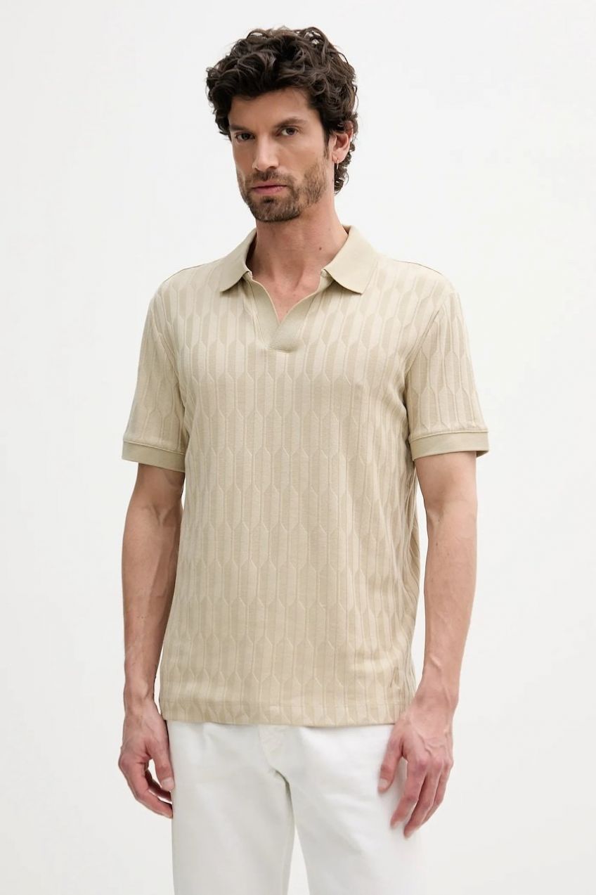 Polo tričko Marciano Guess pánske, béžová farba, jednofarebné, 5GHP03 6326A