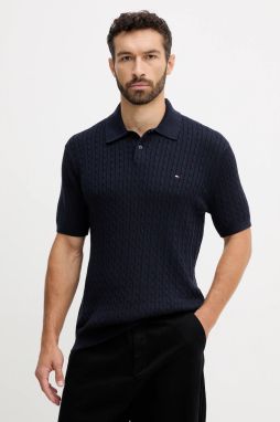 Bavlnené polo tričko Tommy Hilfiger tmavomodrá farba, jednofarebné, MW0MW40701