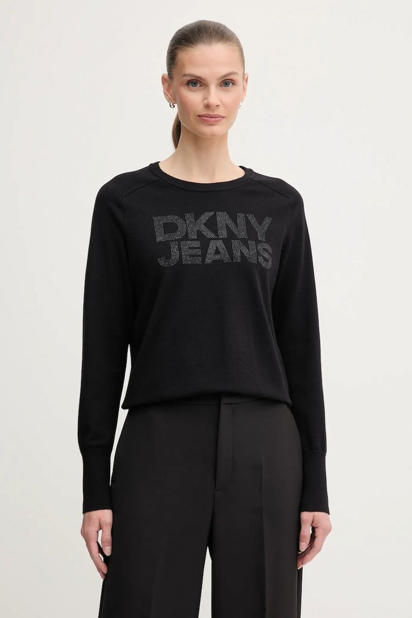 Sveter Dkny čierna farba, ľahký, DJ4R0454