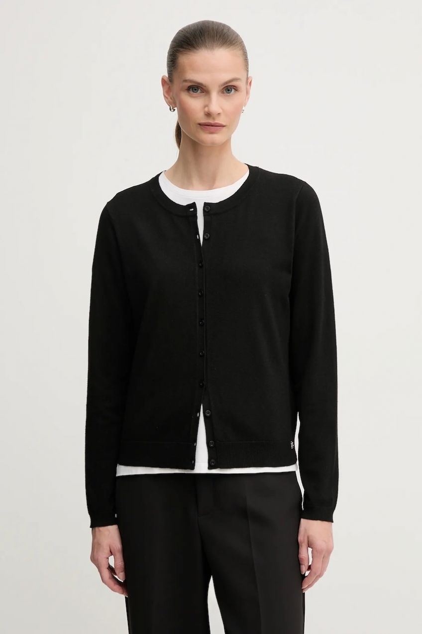Kardigán Dkny čierna farba, ľahké, DJ5R0733