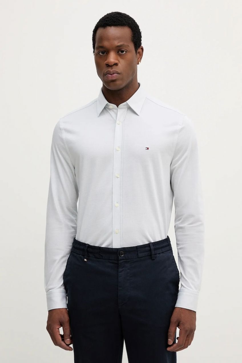 Bavlnená košeľa Tommy Hilfiger modrá farba, regular, s klasickým golierom, MW0MW39479