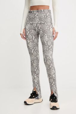 Tréningové legíny adidas by Stella McCartney Training Rolltop Splitcuff Leggings šedá farba, vzorované, JM8477