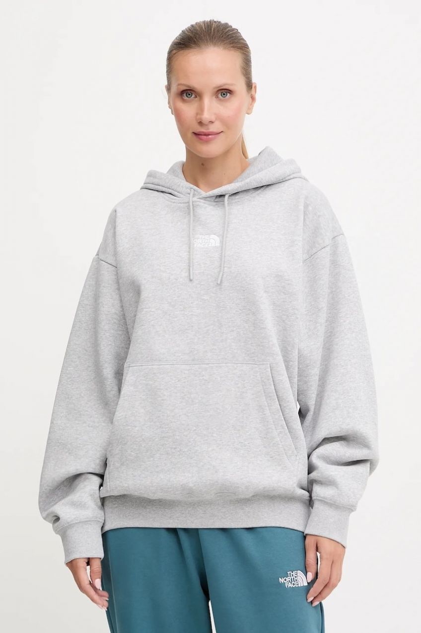 Mikina The North Face Essential šedá farba, s kapucňou, melanžová, NF0A89ENDYX1