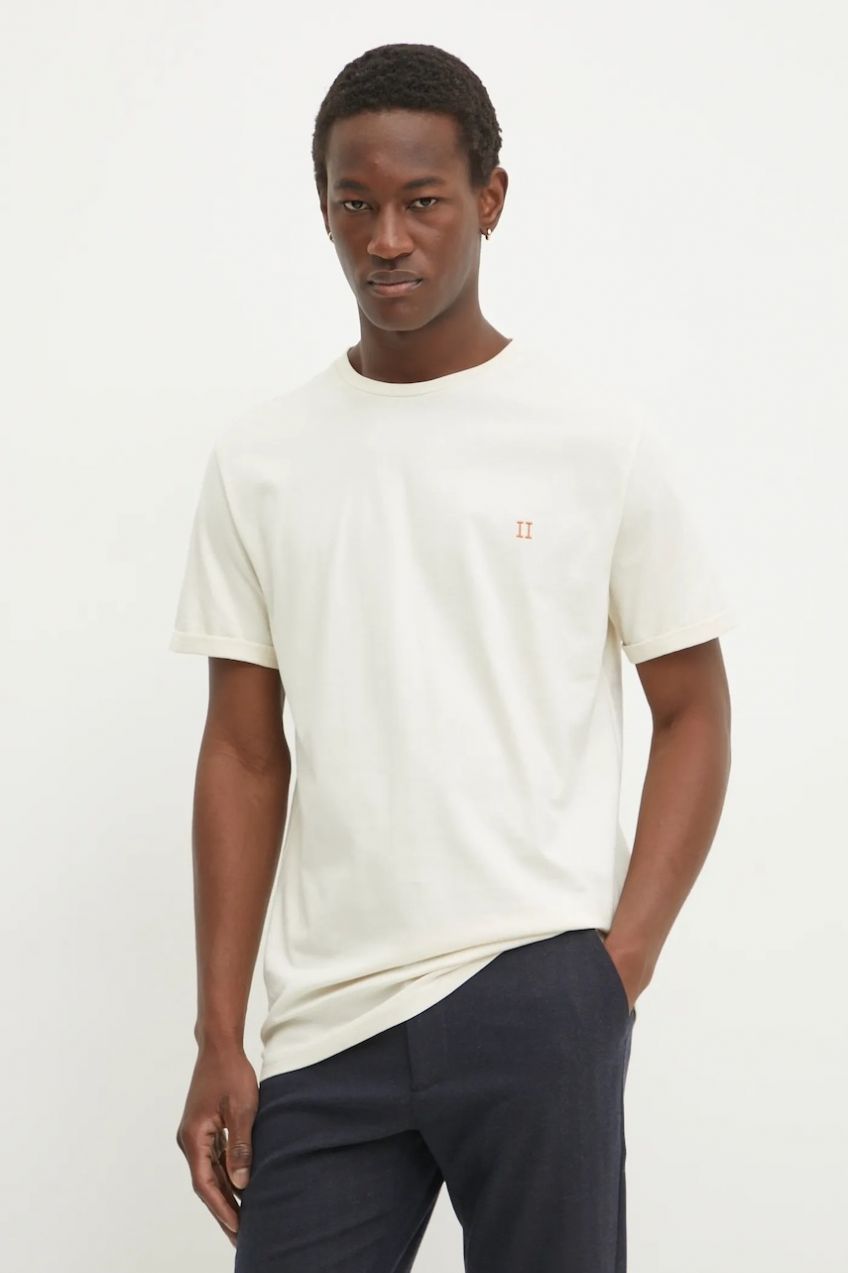 Bavlnené tričko Les Deux béžová farba, melanžový