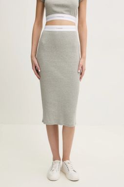 Sukňa lounge Calvin Klein Underwear šedá farba, midi, puzdrová, LV00QS7350