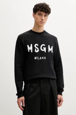 Bavlnená mikina MSGM čierna farba, s potlačou, 2000MM513.300001