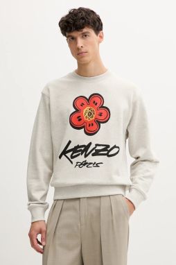 Bavlnená mikina Kenzo Kenzo x Futura šedá farba, s potlačou, FF65SW2524MC