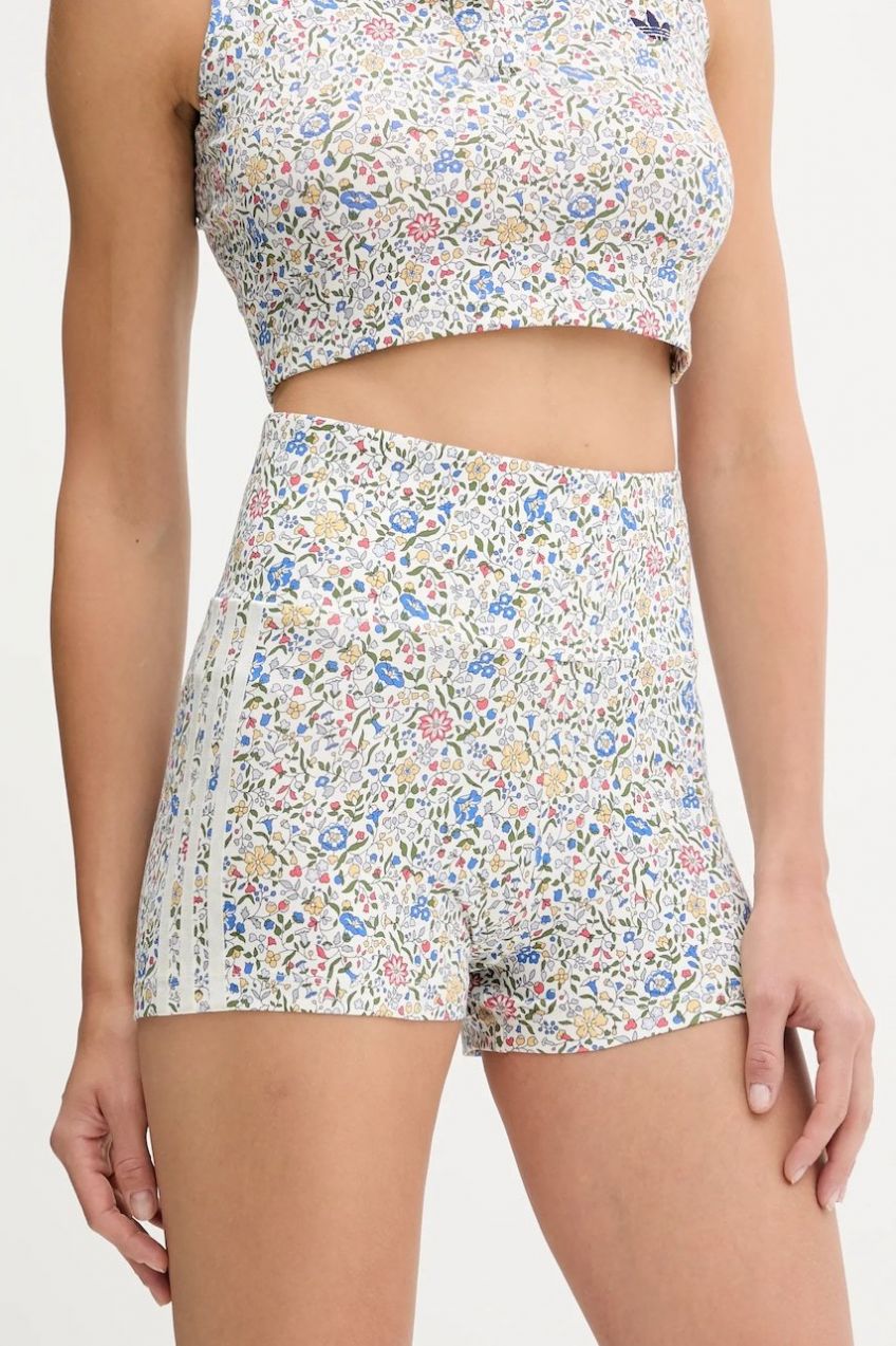 Šortky adidas Originals Liberty biela farba, vzorované, vysoký pás, JW5195