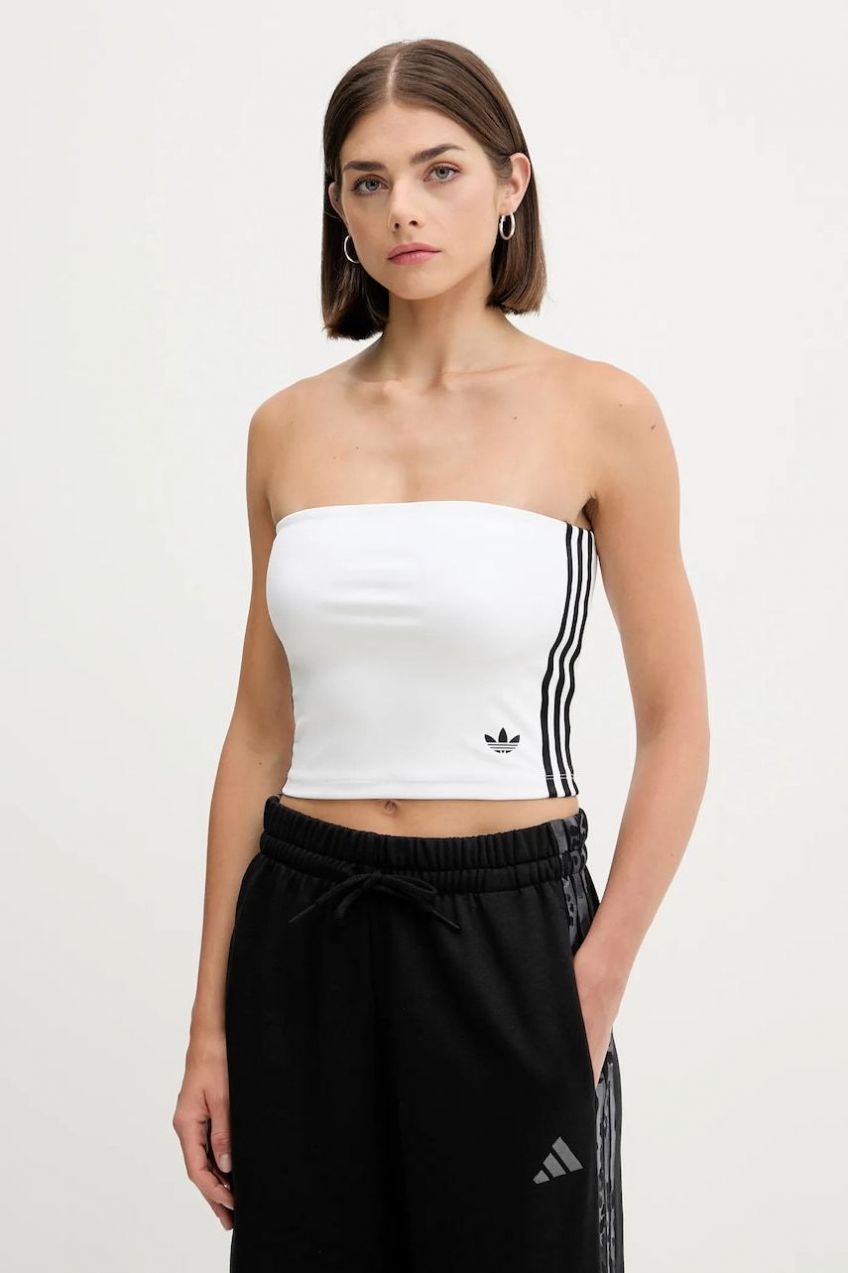 Top adidas Originals 3-Stripes biela farba, holý chrbát, JX7720
