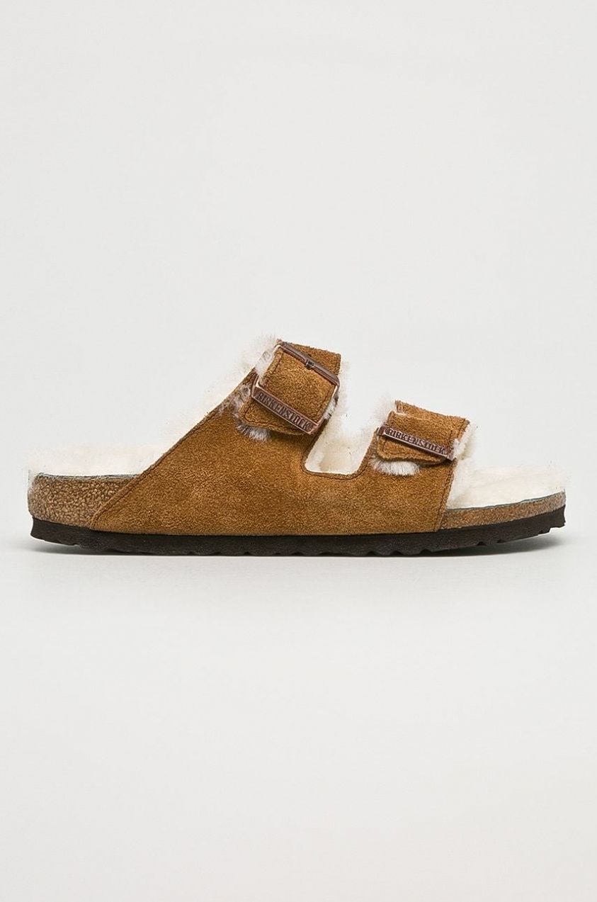 Semišové papuče Birkenstock Arizona hnedá farba