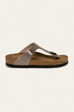 Šľapky Birkenstock Gizeh dámske, hnedá farba, na plochom podpätku, 1016145