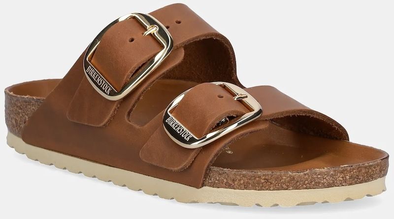 Kožené šľapky Birkenstock Arizona Big Buckle dámske, hnedá farba, 1011073