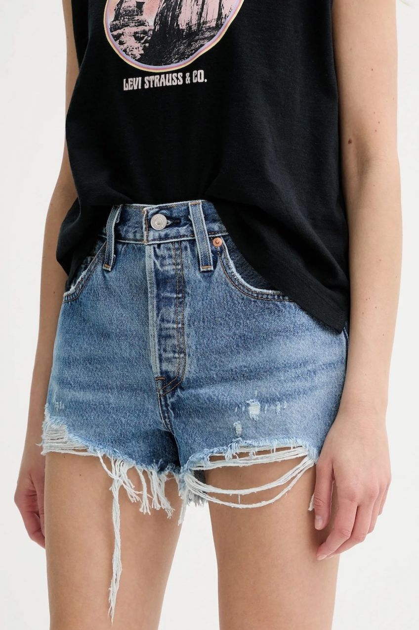 Levi's - Rifľové krátke nohavice 56327.0081-MedIndigoW,