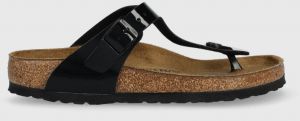 Šľapky Birkenstock Gizeh dámske, čierna farba, na plochom podpätku, 43661