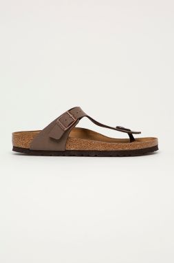 Šľapky Birkenstock Gizeh dámske, hnedá farba, na plochom podpätku, 43753