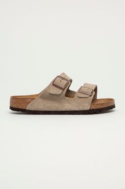 Semišové šľapky Birkenstock Arizona pánske, šedá farba, 951301