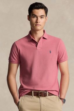 Bavlnené polo tričko Polo Ralph Lauren ružová farba,jednofarebné,710536856