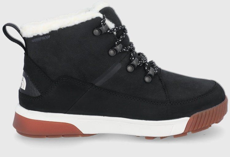 Kožená obuv The North Face W SIERRA MID LACE WP dámska, čierna farba, jemne zateplené