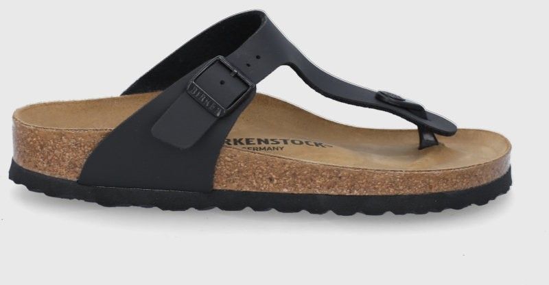 Šľapky Birkenstock Gizeh dámske, čierna farba, na plochom podpätku, 43693