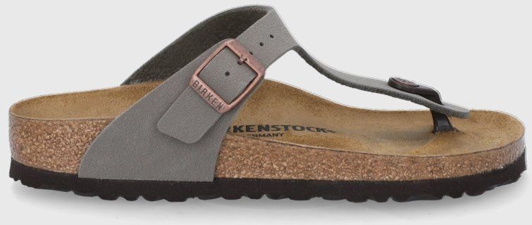 Šľapky Birkenstock Gizeh dámske, šedá farba, na plochom podpätku, 43393
