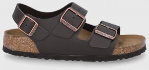Kožené sandále Birkenstock Milano dámske, hnedá farba, 34103