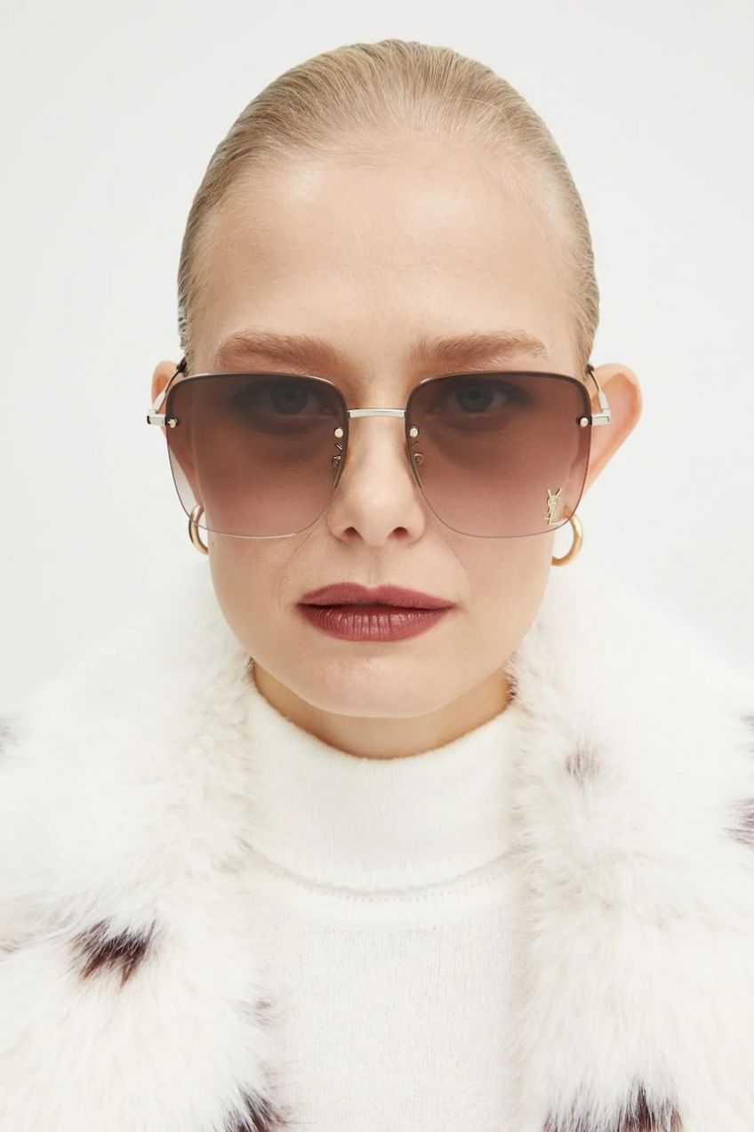 Slnečné okuliare Saint Laurent dámske, zlatá farba, SL 312 M
