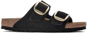 Nubukové šľapky Birkenstock Arizona Big Buckle dámske, čierna farba, 1023290