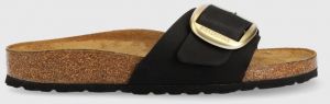 Nubukové šľapky Birkenstock Madrid Big Buckle čierna farba, 1023373