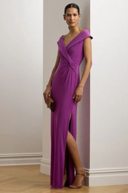 Šaty Lauren Ralph Lauren fialová farba, maxi, rovný strih, 253863940