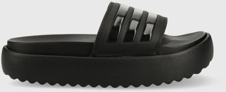 Šľapky adidas  Adilette Platform dámske, čierna farba, na platforme, HQ6179