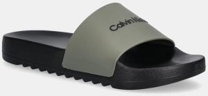 Šľapky Calvin Klein CHUNCKY POOL SLIDE R čierna farba, HM0HM01063