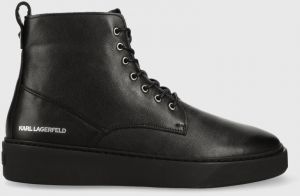 Kožená obuv Karl Lagerfeld FLINT FLINT pánska, čierna farba, KL53350