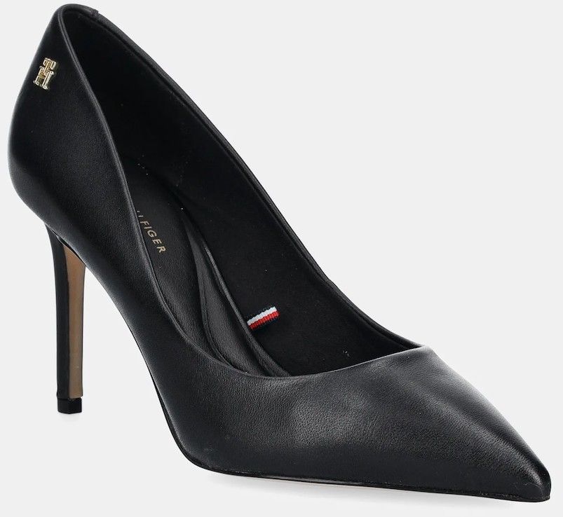 Kožené lodičky Tommy Hilfiger ESSENTIAL POINTED PUMP čierna farba, FW0FW07533
