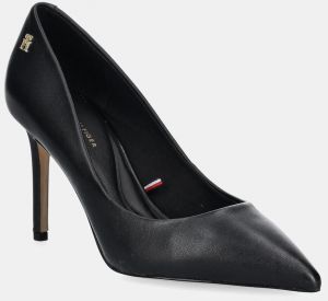 Kožené lodičky Tommy Hilfiger ESSENTIAL POINTED PUMP čierna farba, FW0FW07533
