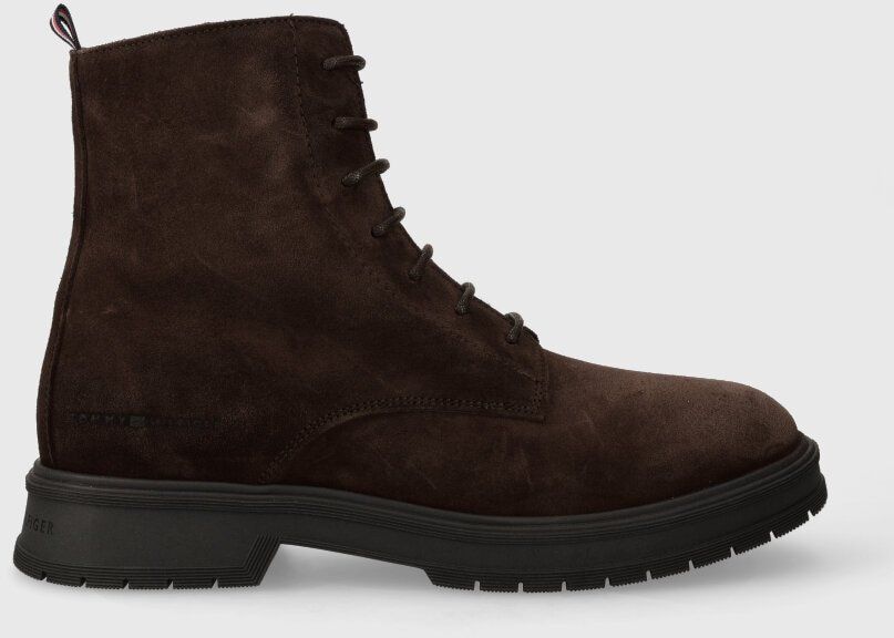 Semišové topánky Tommy Hilfiger HILFIGER CORE SUEDE BOOT pánske, hnedá farba, FM0FM04674