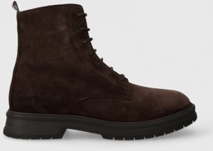 Semišové topánky Tommy Hilfiger HILFIGER CORE SUEDE BOOT pánske, hnedá farba, FM0FM04674