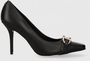 Kožené lodičky Guess ELOUISA čierna farba, FL8ELU LEA08