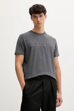 Bavlnené tričko Iceberg pánske, biela farba, s potlačou, F014 6327