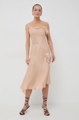 Šaty Victoria Beckham oranžová farba, midi, áčkový strih, 1124WDR005220A