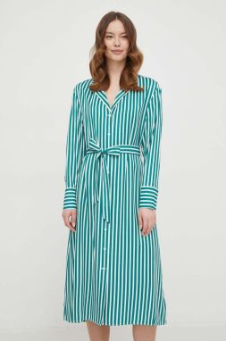 Šaty Tommy Hilfiger zelená farba, midi, oversize, WW0WW41594