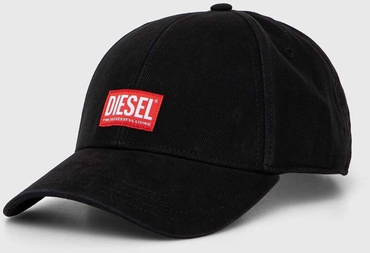 Bavlnená šiltovka Diesel CORRY-JACQ-WASH čierna farba, s nášivkou, A11360.0BLAA