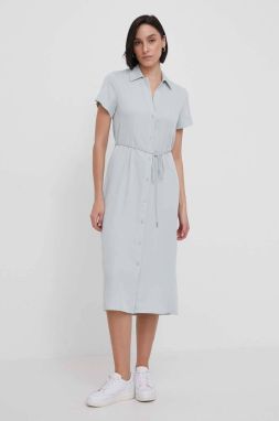 Šaty Calvin Klein šedá farba,midi,áčkový strih,K20K206657