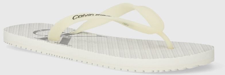 Žabky Calvin Klein Jeans BEACH SANDAL GLOSSY pánske, biela farba, YM0YM00952
