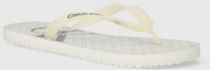 Žabky Calvin Klein Jeans BEACH SANDAL GLOSSY pánske, biela farba, YM0YM00952
