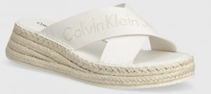 Šľapky Calvin Klein Jeans SPORTY WEDGE ROPE SANDAL MR dámske, biela farba, na kline, YW0YW01364,